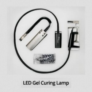 LED gel lamp curing tool during professional lash extension preparation
