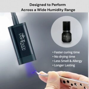 LASHTOUCH LED gel lash glue used with LED lamp, designed to perform across a wide humidity range