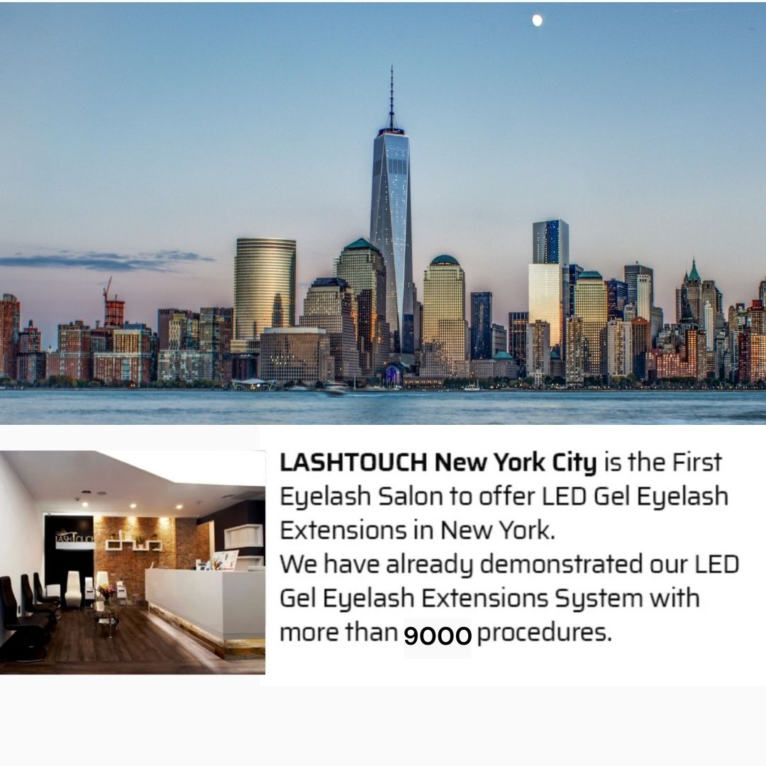 LASHTOUCH New York City studio, professional LED gel eyelash extension system and brand background