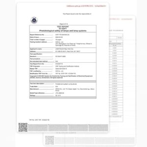 IEC certification document for LASHTOUCH LED gel lamp system