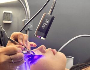 Result of flawless natural finish led gel lash extensions tailored for long-lasting retention at our NYC.