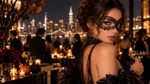 Halloween masquerade and evening party lash extensions design in NYC